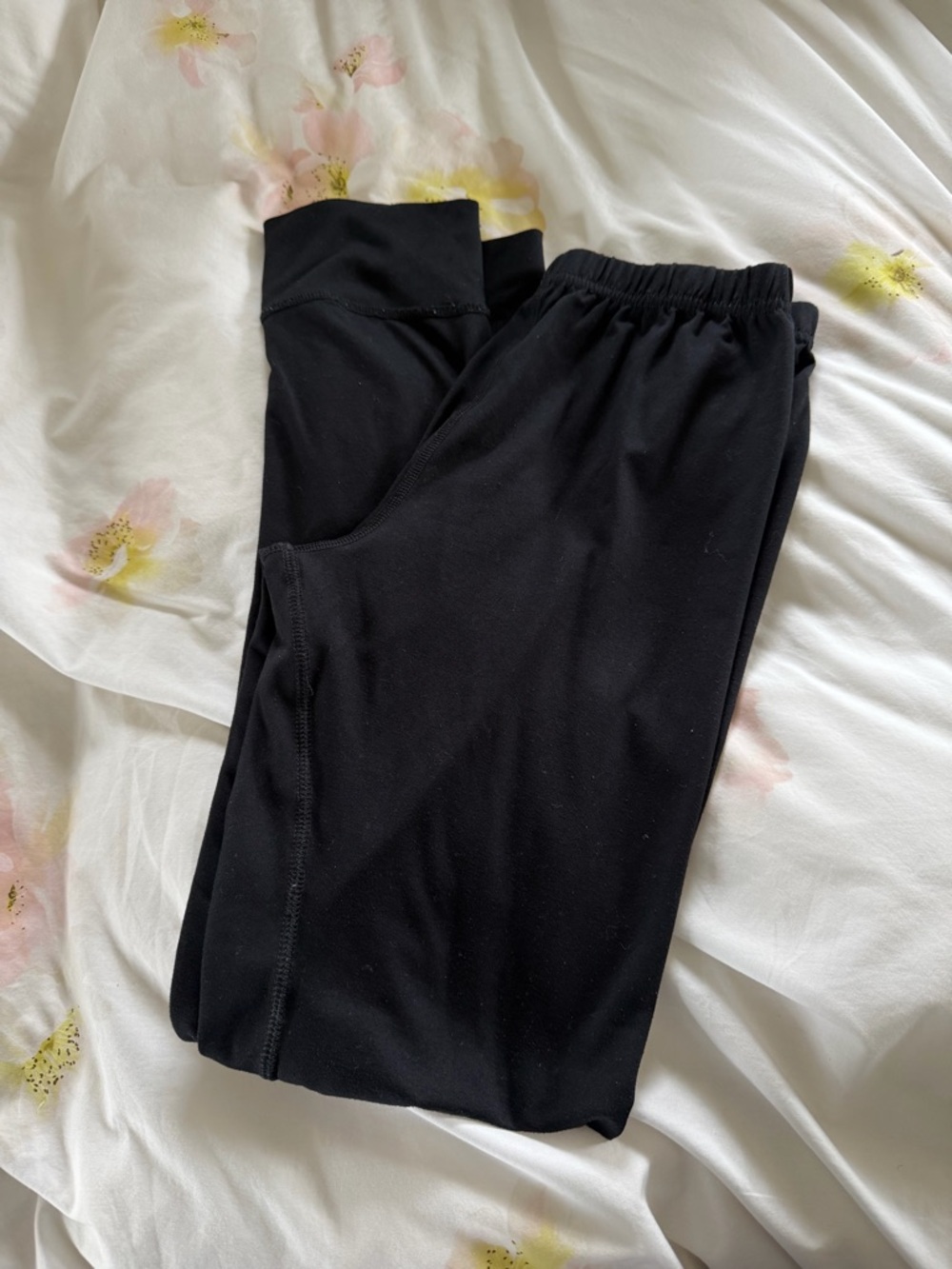 Lands' End Black baselayer Leggings with Elastic Waist size M 10 12